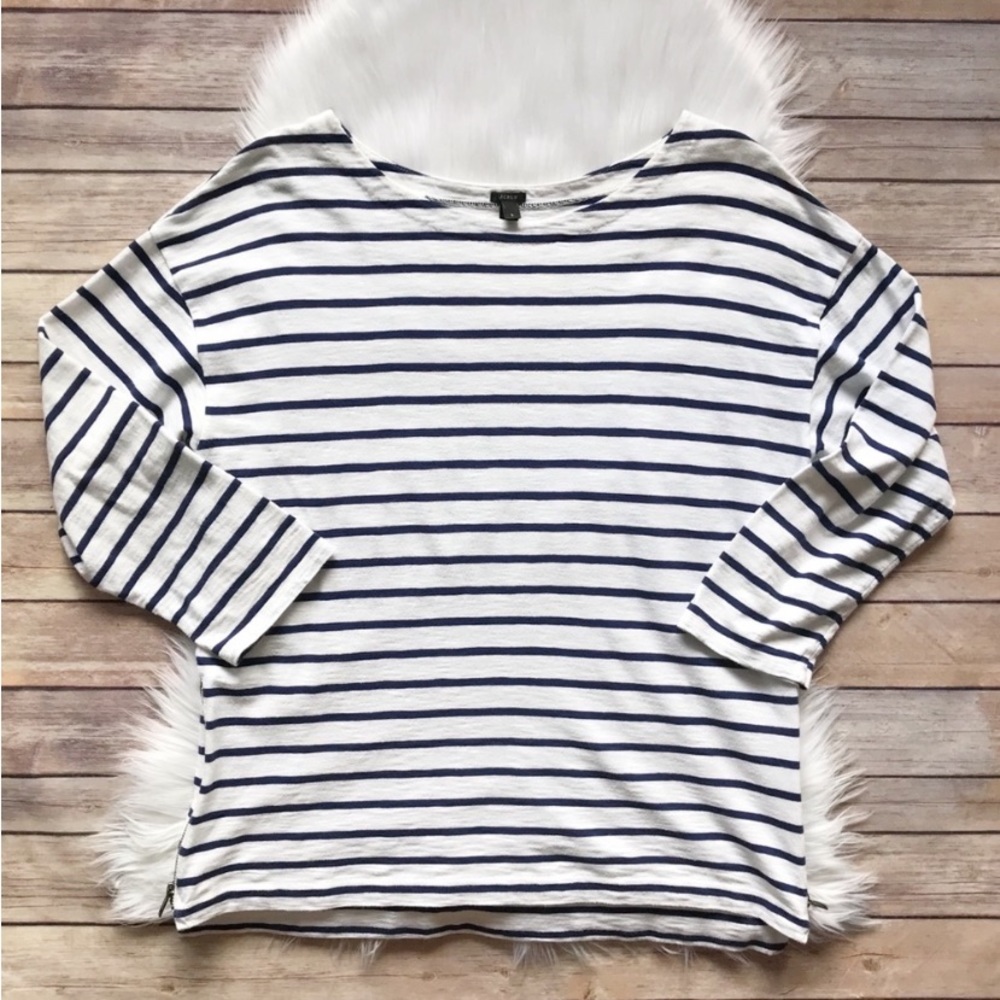 J Crew Side Zip Striped Tee XS